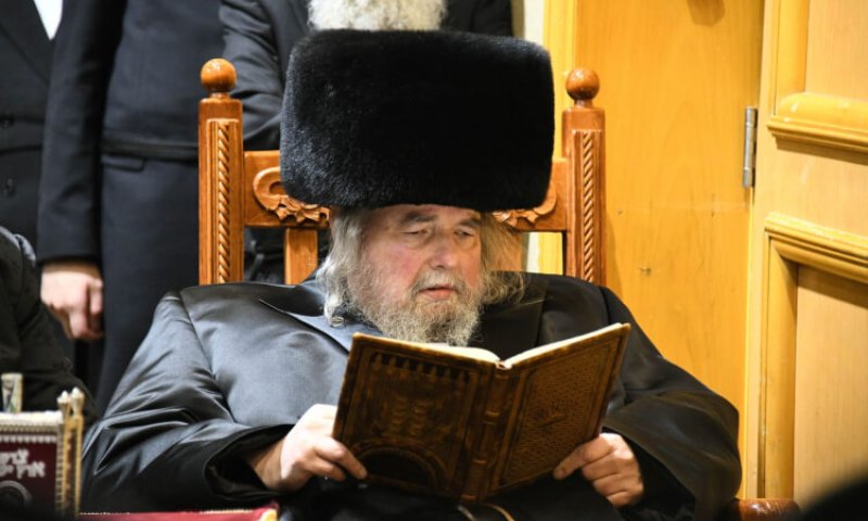 The Belzer Rebbe studying